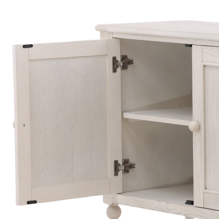 Marcella Pine and Oak Veneer Sideboard, White, detail 3 view