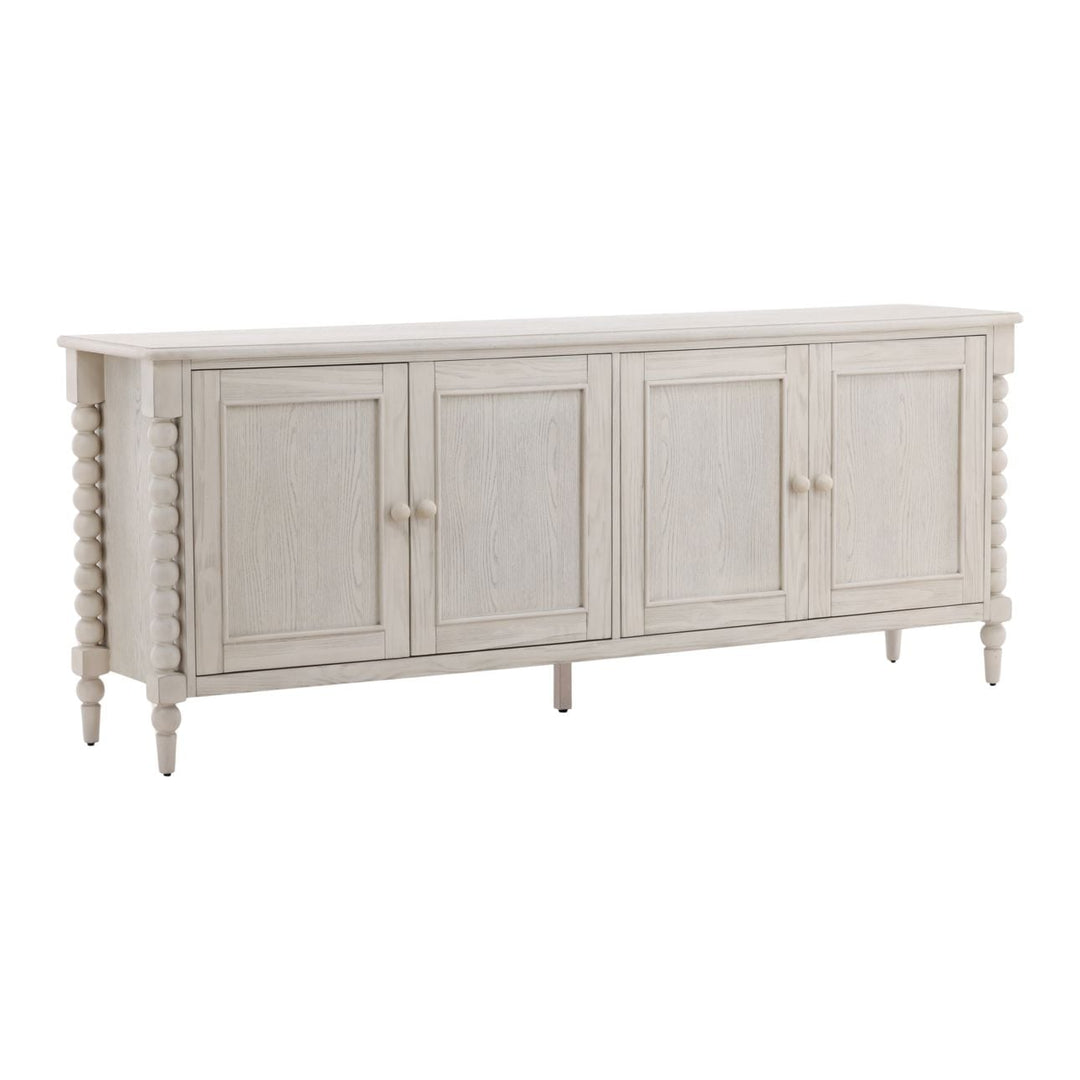 Marcella Pine and Oak Veneer Sideboard, White, three-quarter studio view