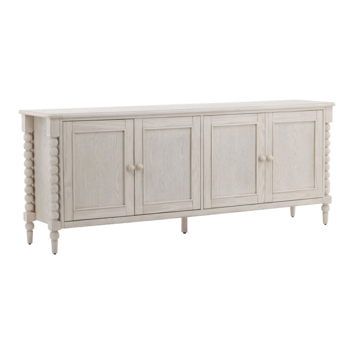 Marcella Pine and Oak Veneer Sideboard, White, three-quarter studio view