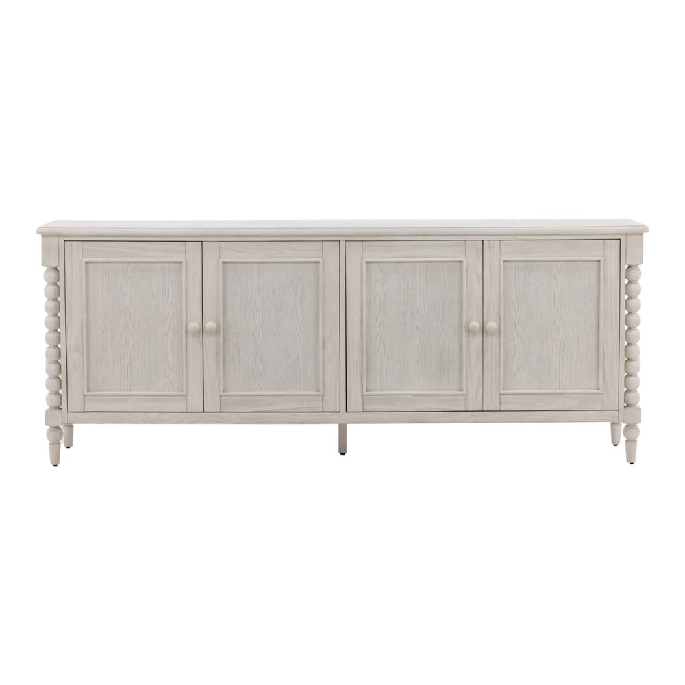 Marcella Pine and Oak Veneer Sideboard, White, front view