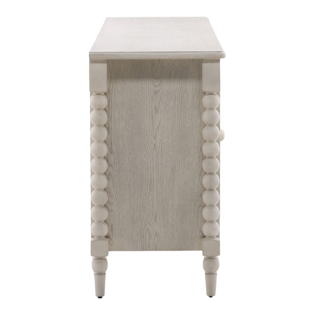 Marcella Pine and Oak Veneer Sideboard, White, profile view
