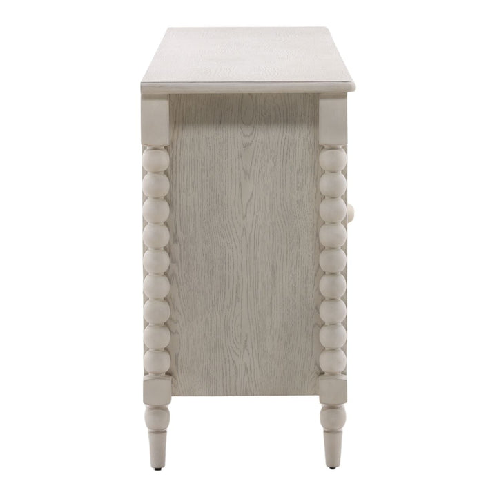 Marcella Pine and Oak Veneer Sideboard, White, profile view