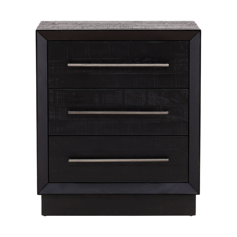Hudson Black Pine Nightstand, front view