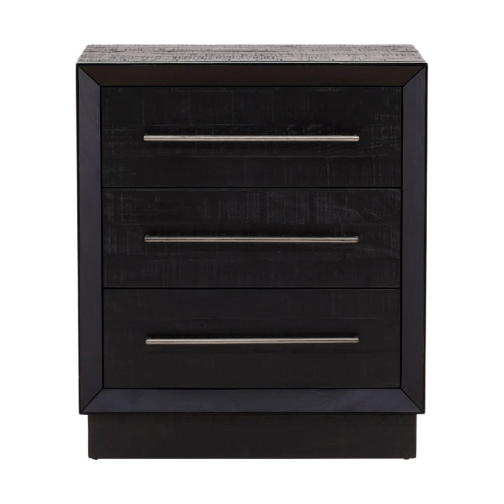 Hudson Black Pine Nightstand, front view