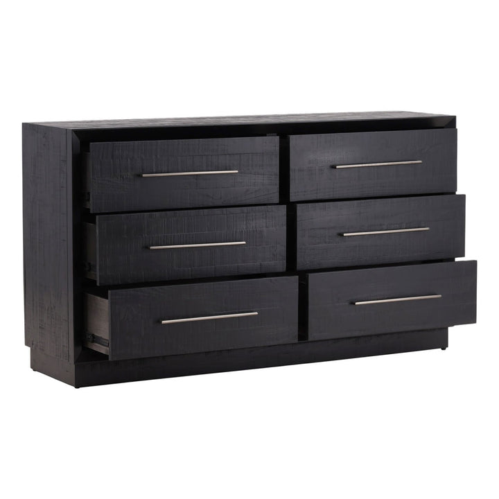 Hudson Black Pine Dresser, open door view