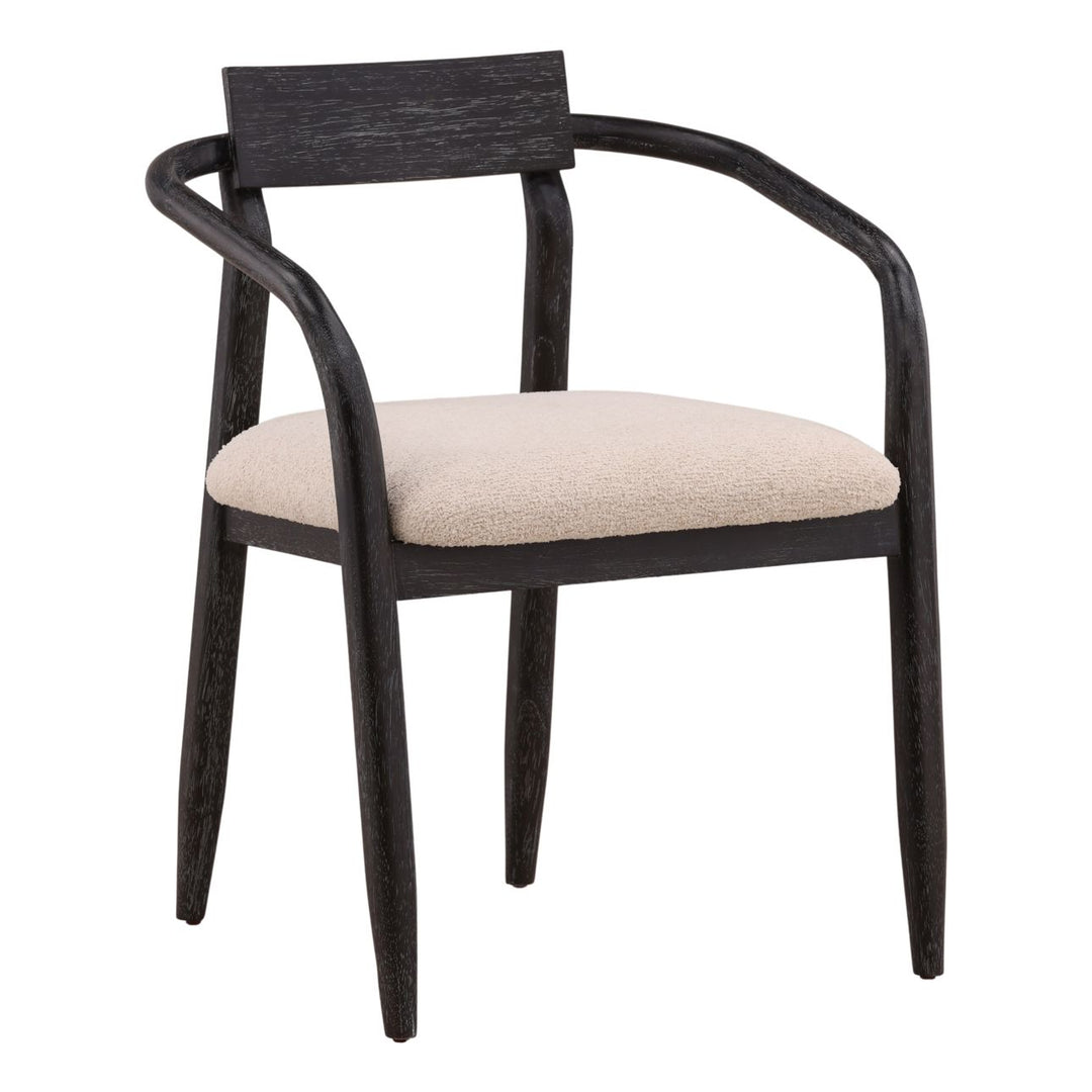 Lucian Cream and Black Dining Chair, three-quarter studio view