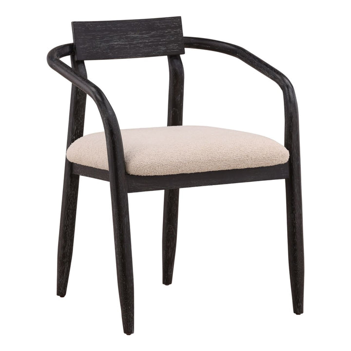 Lucian Cream and Black Dining Chair, three-quarter studio view