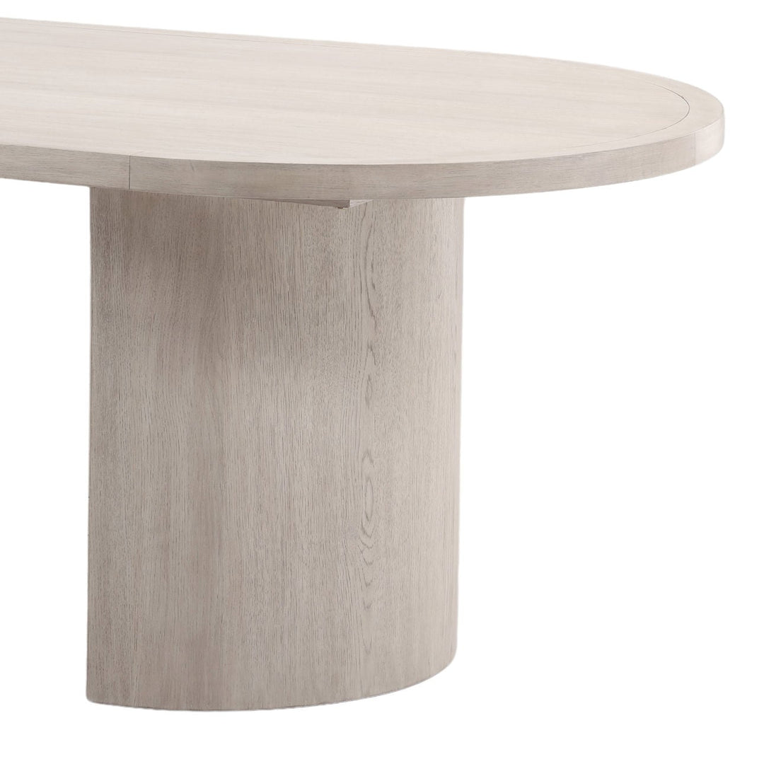 Sora Light Grey Oak Veneer Dining Table, detail 2 view