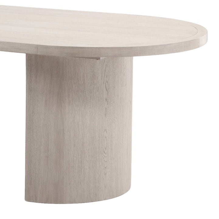 Sora Light Grey Oak Veneer Dining Table, detail 2 view
