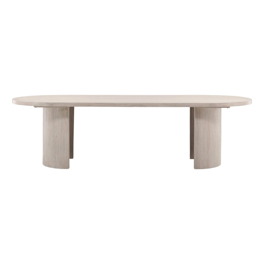 Sora Light Grey Oak Veneer Dining Table, front view