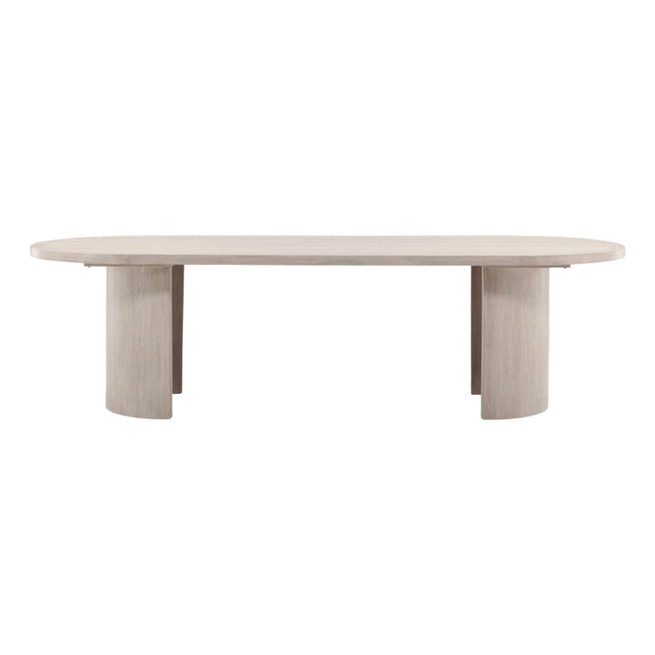 Sora Light Grey Oak Veneer Dining Table, front view