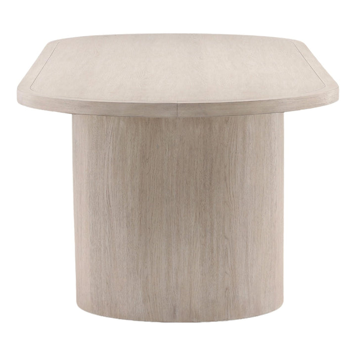 Sora Light Grey Oak Veneer Dining Table, profile view