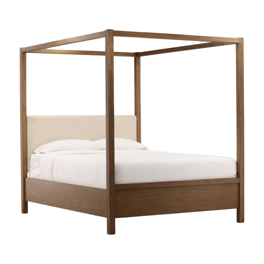 Emery Boucle and Pine Bed, Eastern King · Dark Brown, three-quarter studio view