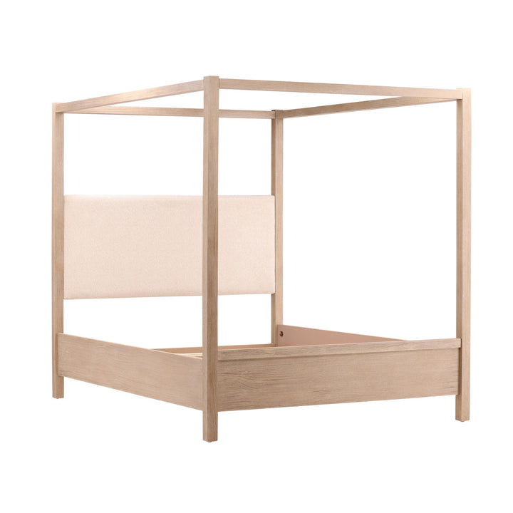 Emery Boucle and Pine Bed, Eastern King · Light Warm Wash, back three quarter view