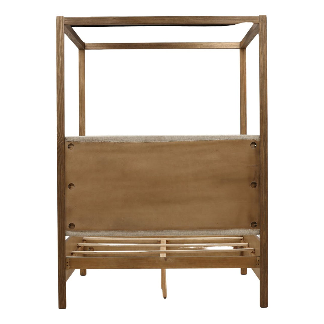 Emery Boucle and Pine Bed, Queen · Dark Brown, back view