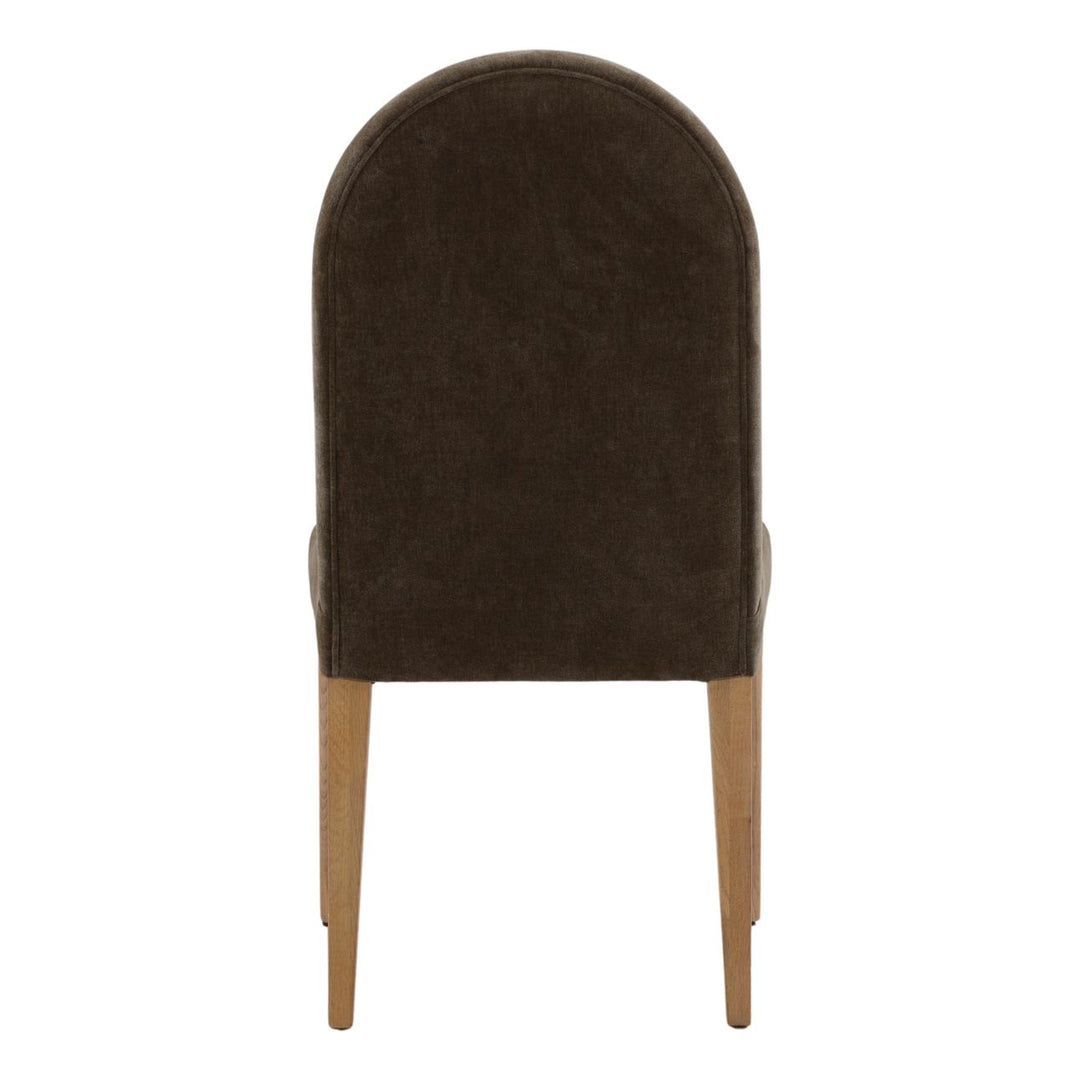 Thea Upholstered Oak Dining Chairs, Set of 2, Olive Velvet, back view