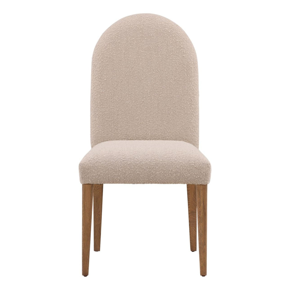 Thea Upholstered Oak Dining Chairs, Set of 2, Sand Boucle, front view