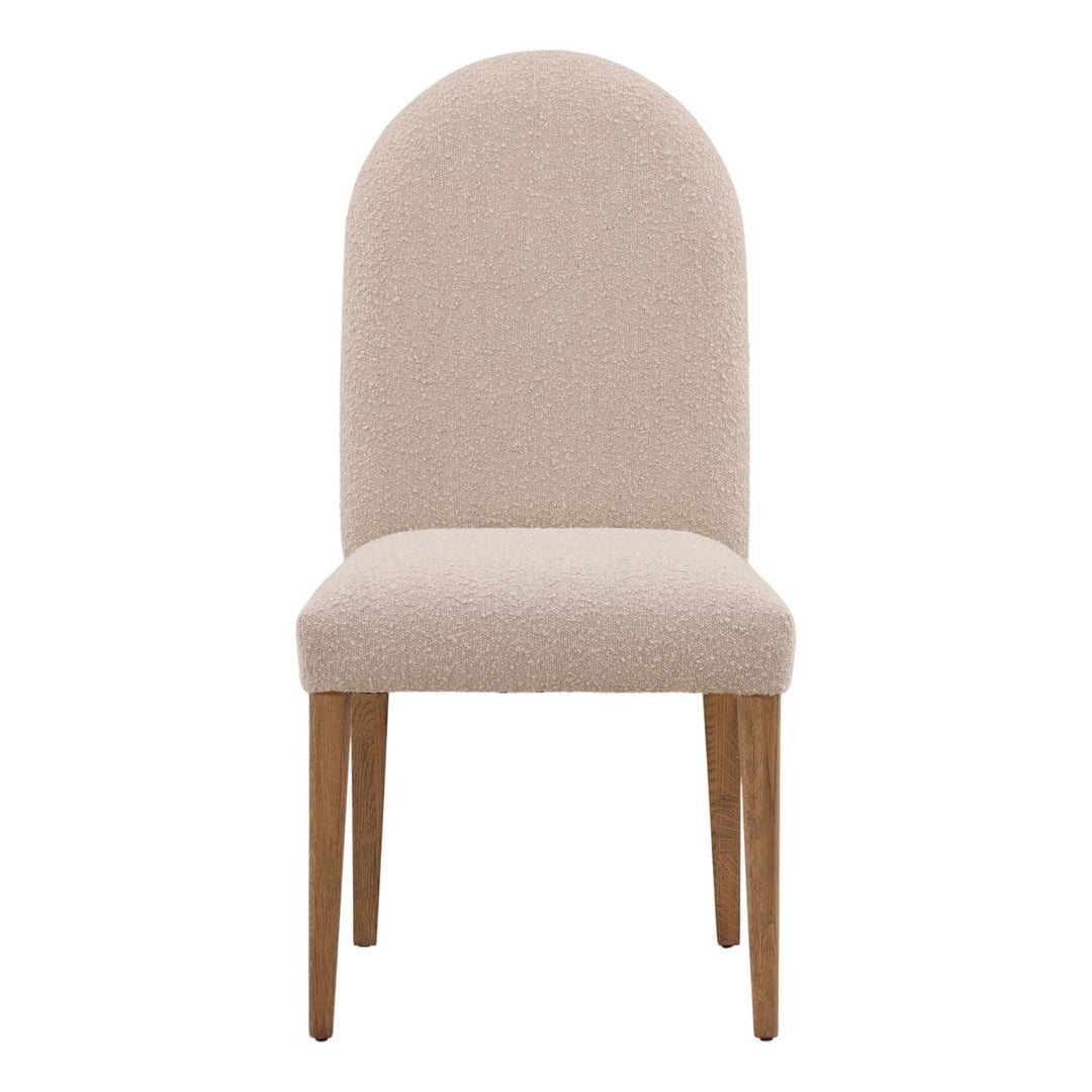 Thea Upholstered Oak Dining Chairs, Set of 2, Sand Boucle, front view