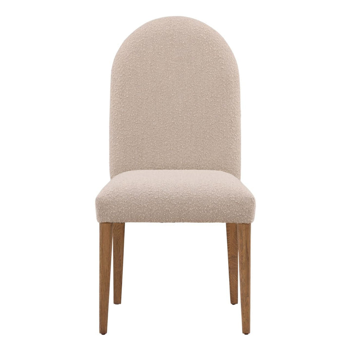 Thea Upholstered Oak Dining Chairs, Set of 2, Sand Boucle, front view
