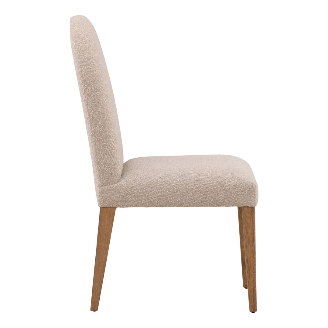 Thea Upholstered Oak Dining Chairs, Set of 2, Sand Boucle, profile view
