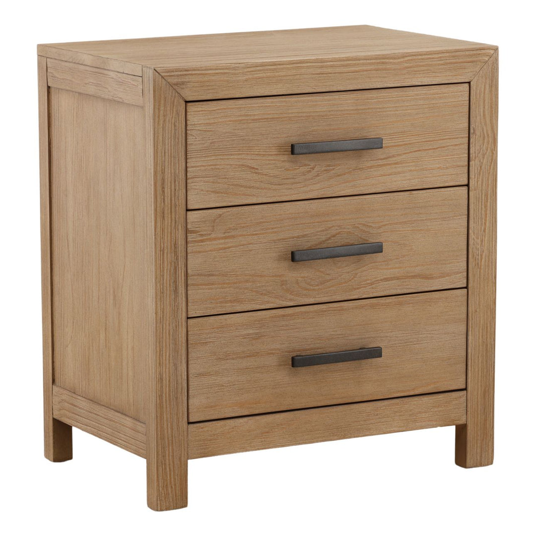Emery Warm-Wash Pine Nightstand, three-quarter studio view