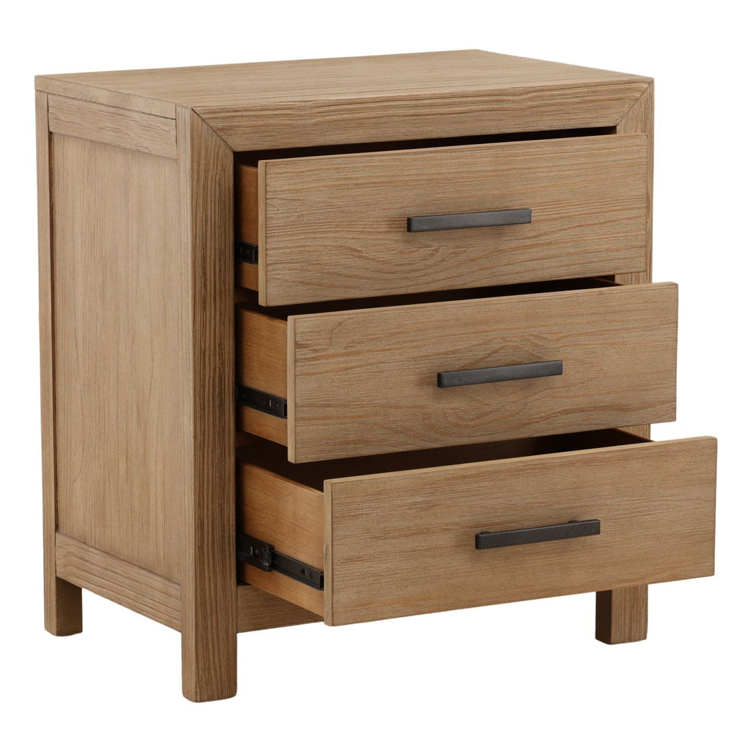 Emery Warm-Wash Pine Nightstand, open door view