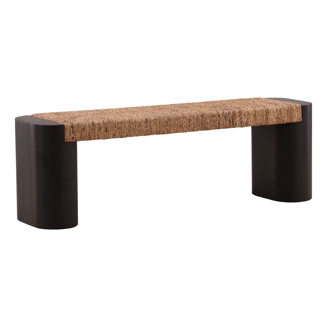 Soren Woven Rope Bench, three-quarter studio view