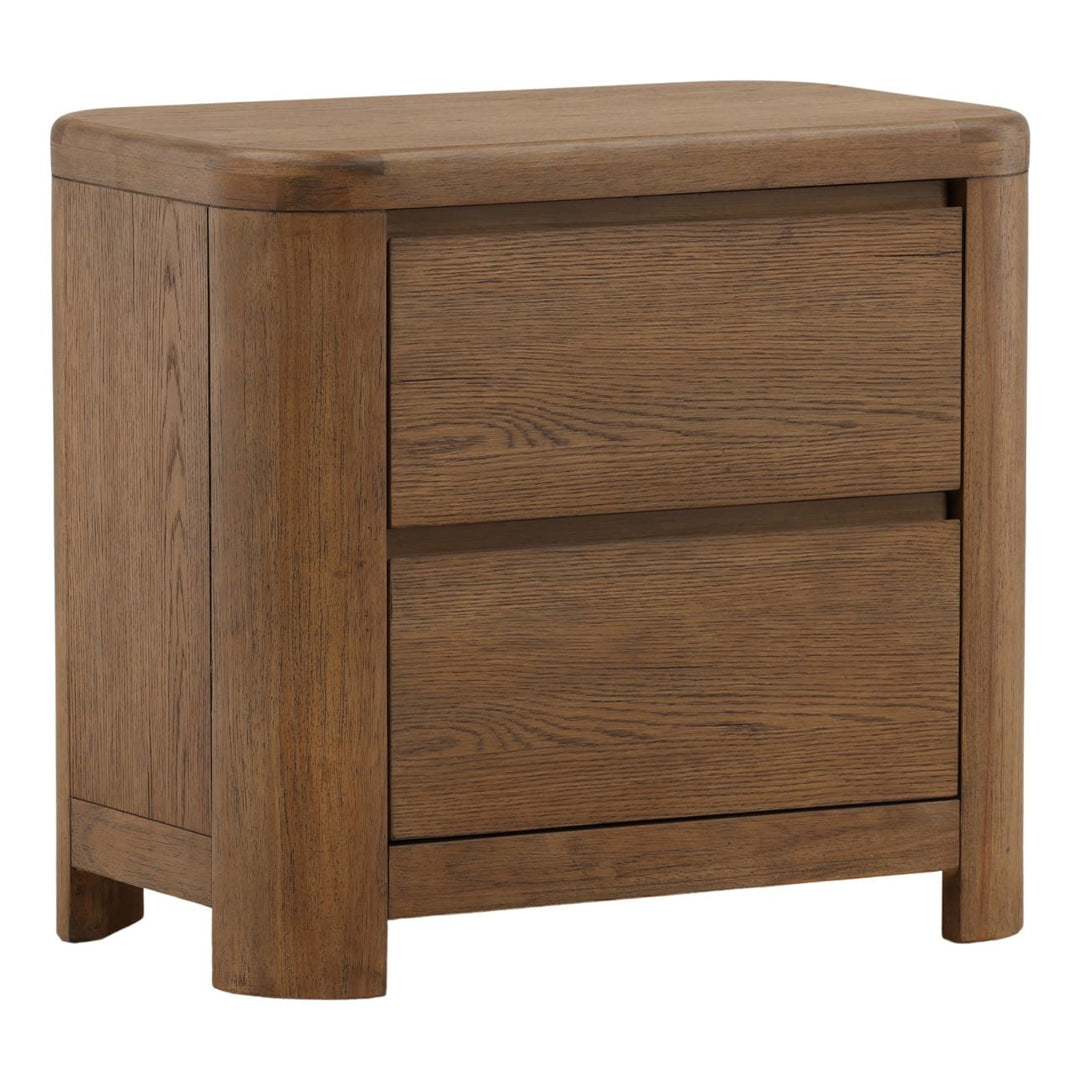 Chatham Oak Veneer Nightstand, three-quarter studio view