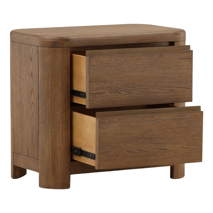 Chatham Oak Veneer Nightstand, open door view