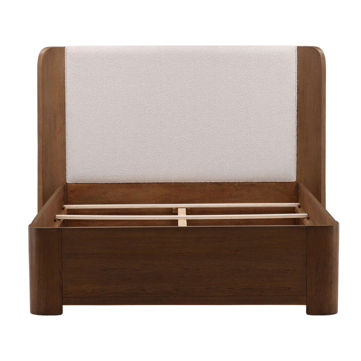 Chatham Cream Boucle and Oak Bed, Queen, front view