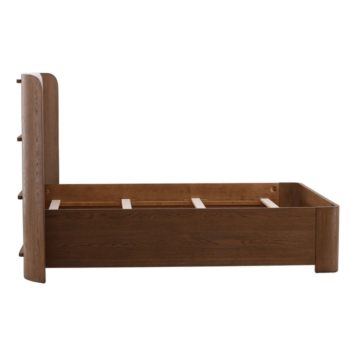 Chatham Cream Boucle and Oak Bed, Queen, profile view