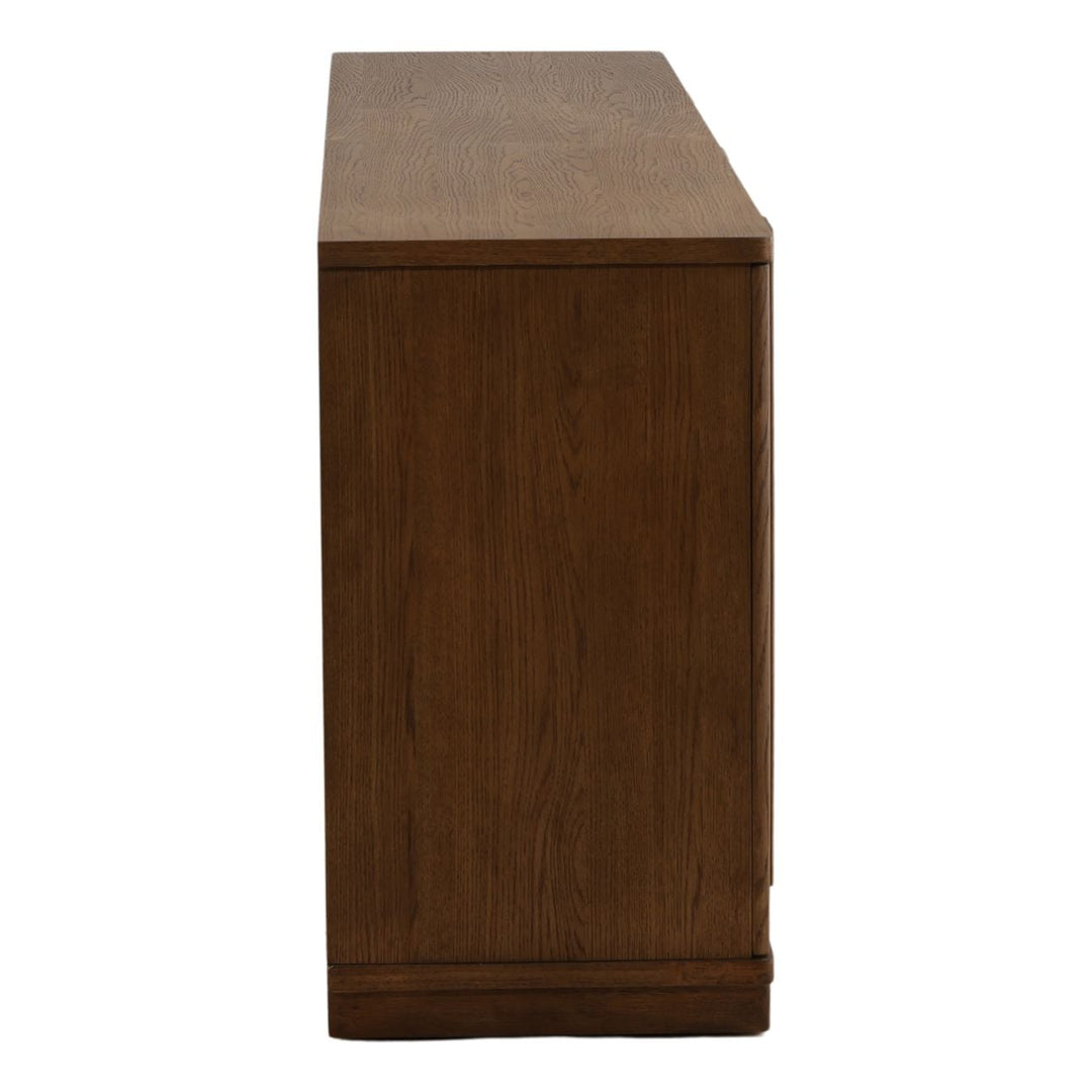 Eton Oak Veneer Sideboard, Dark Brown, profile view