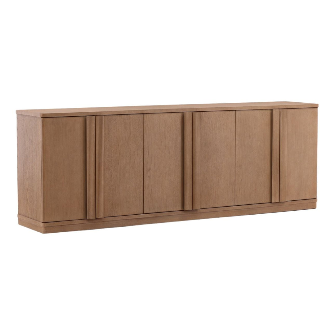 Eton Oak Veneer Sideboard, Light Warm Wash, three-quarter studio view