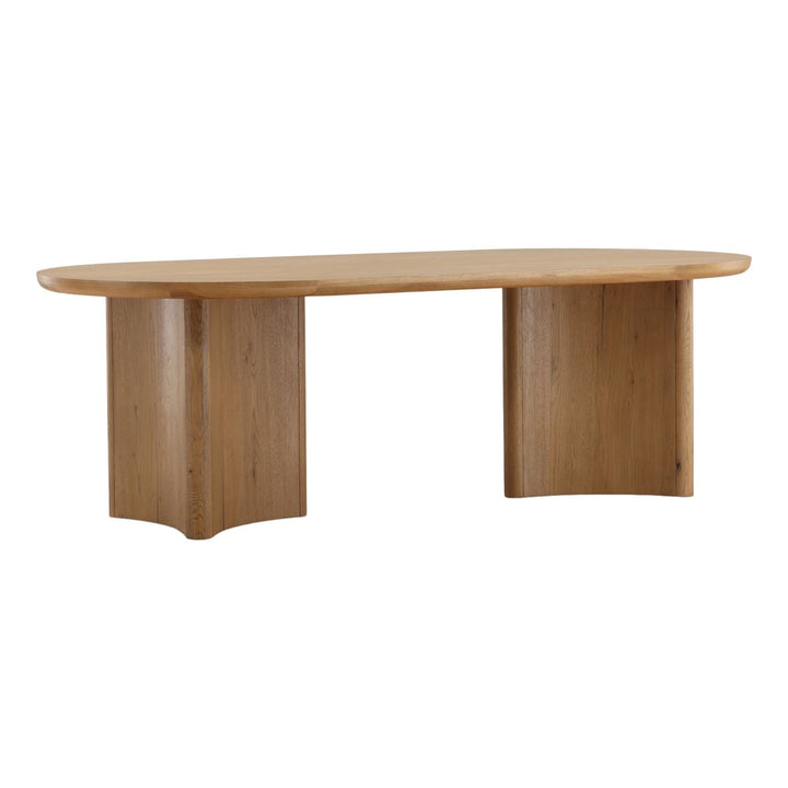 Fraser Natural Oak Veneer Dining Table, three-quarter studio view