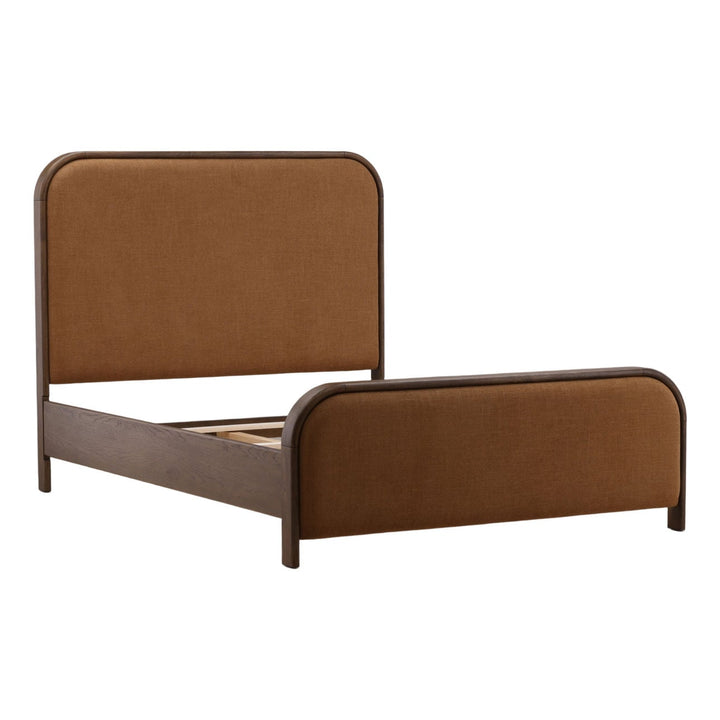 Gideon Brown Upholstered Bed, back three quarter view