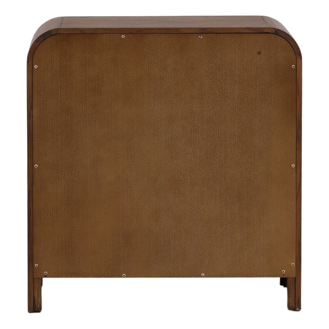 Amara Dark Oak Veneer Nightstand, back view