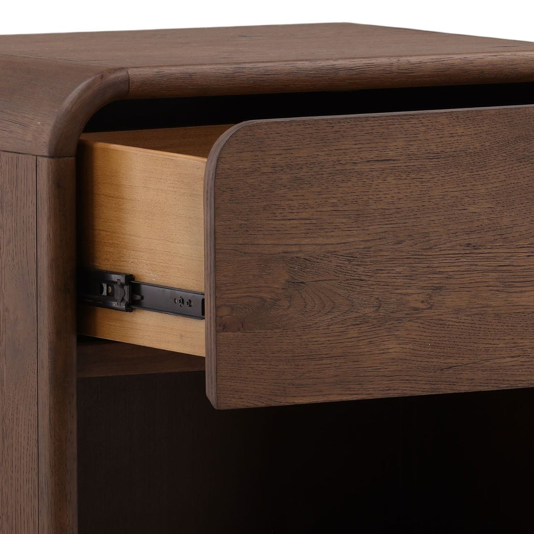 Amara Dark Oak Veneer Nightstand, detail 2 view