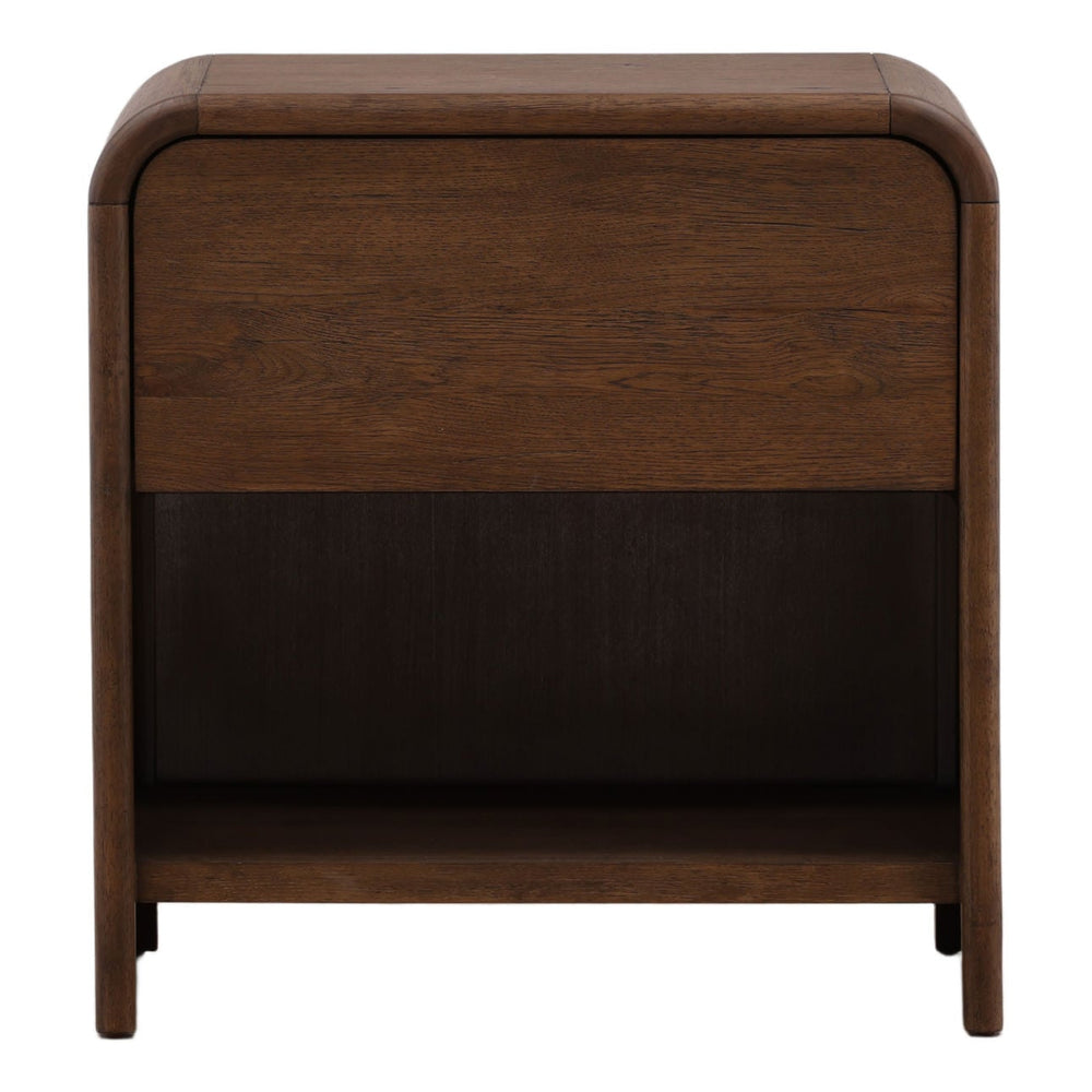 Amara Dark Oak Veneer Nightstand, front view