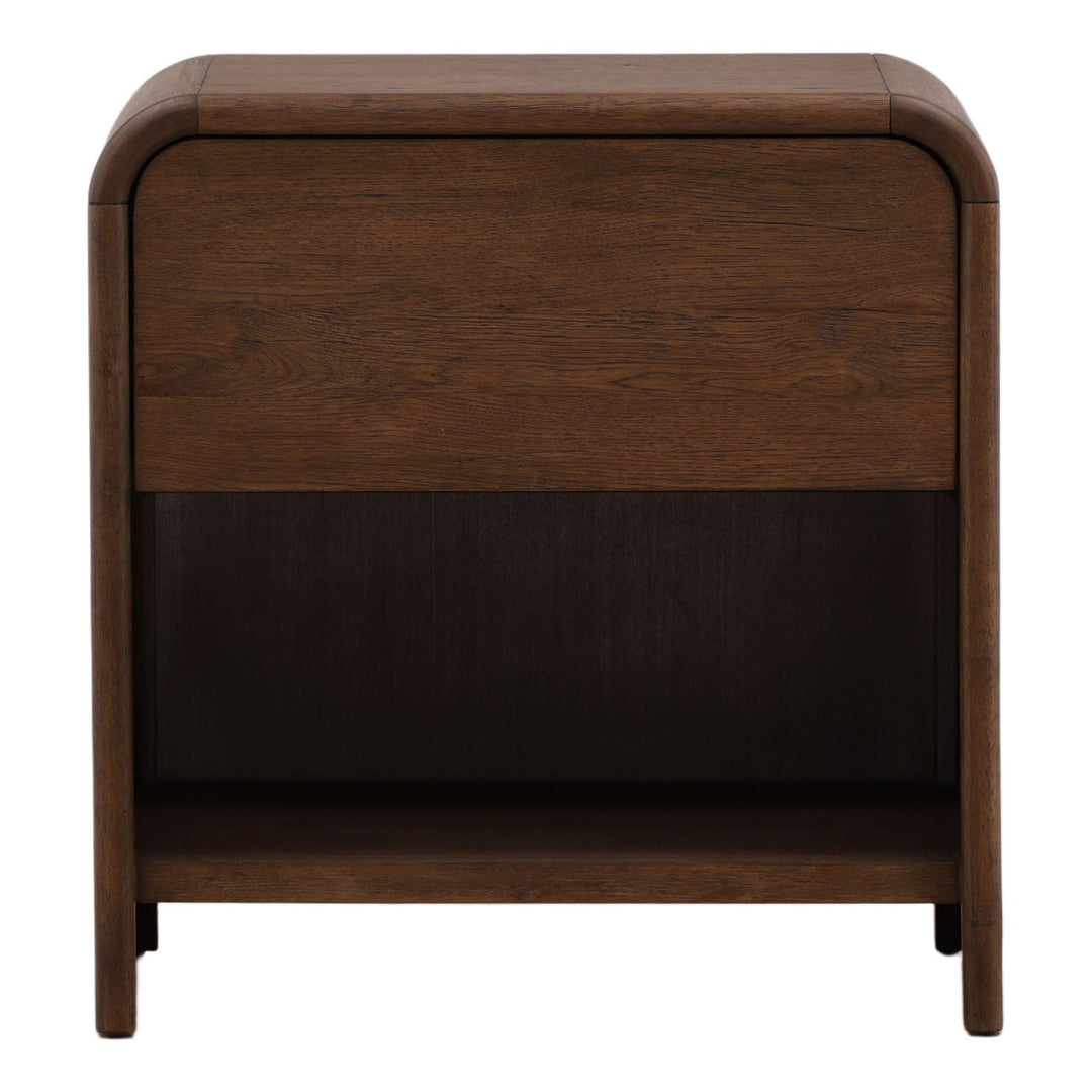 Amara Dark Oak Veneer Nightstand, front view