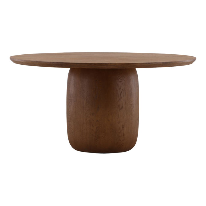Vela Dark Oak and Resin Dining Table, three-quarter studio view