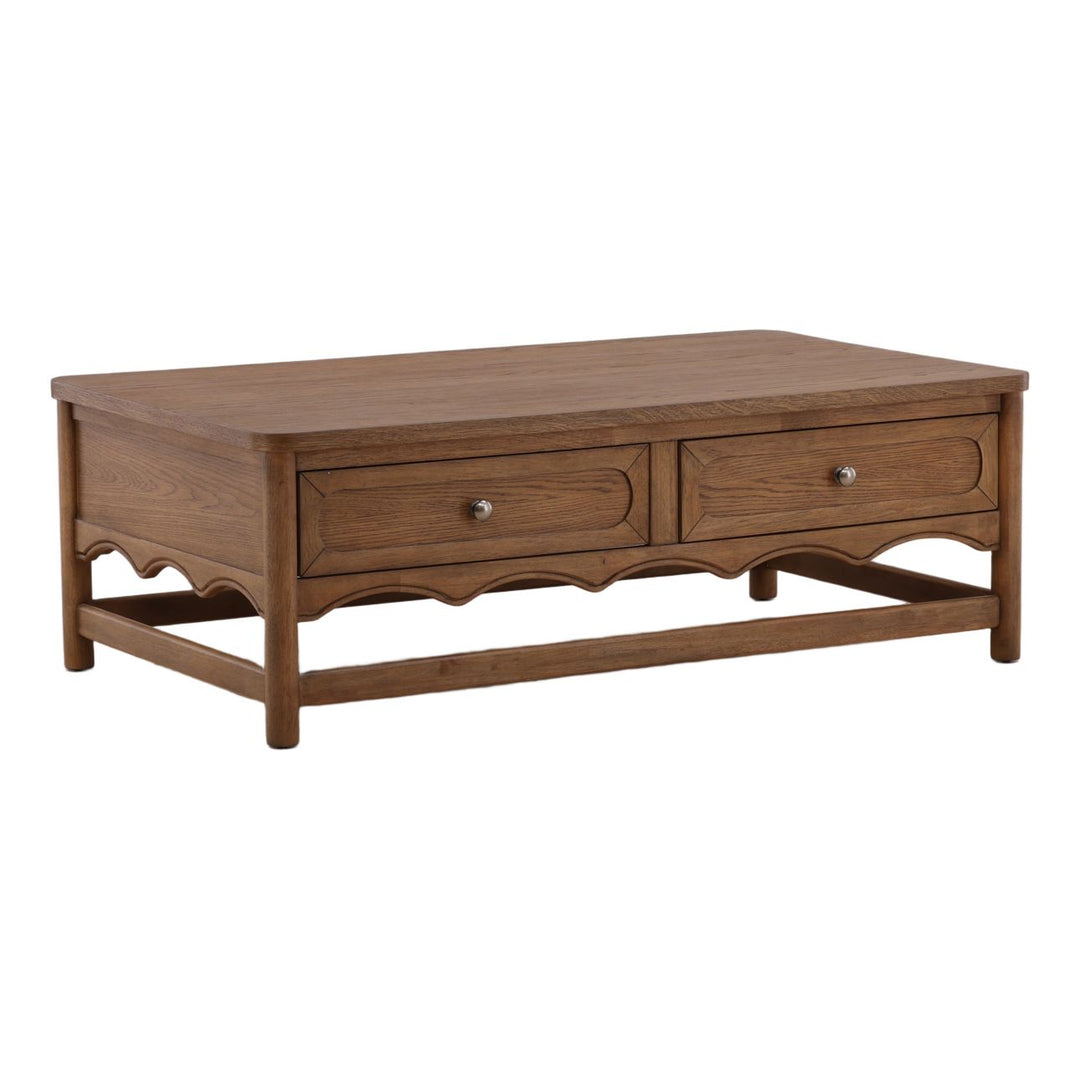 Pippa Oak Veneer Coffee Table, three-quarter studio view