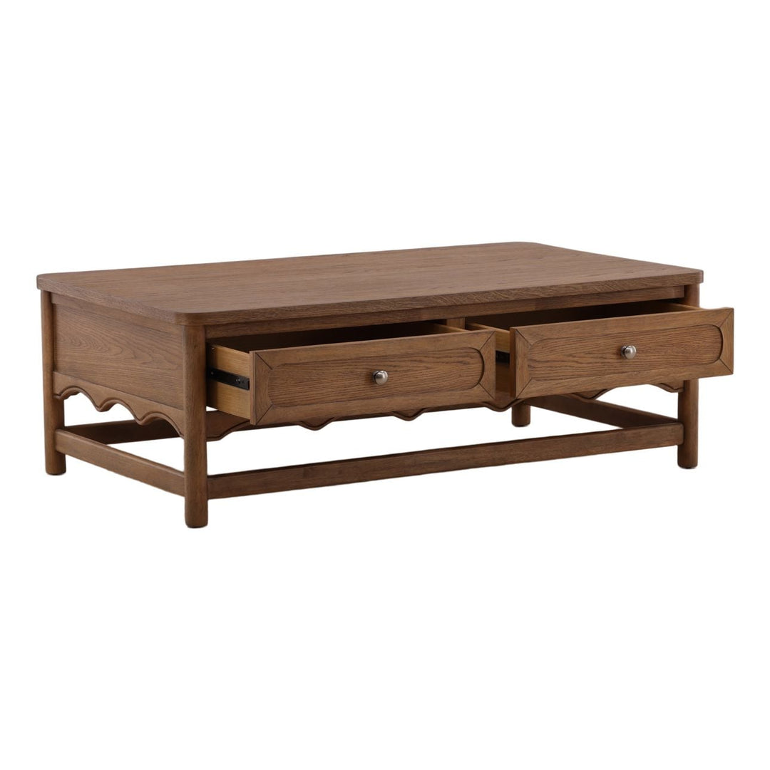 Pippa Oak Veneer Coffee Table, open door view