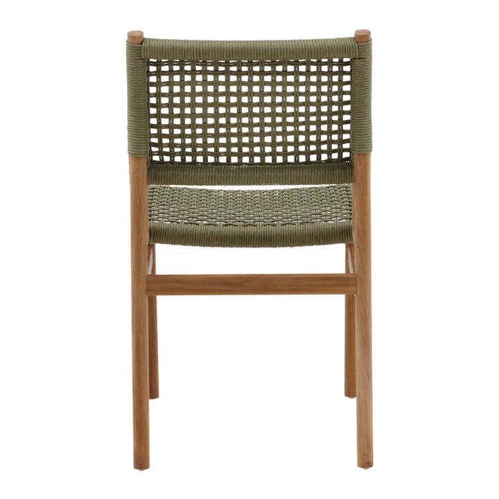 Franca Green Rattan Outdoor Dining Chairs, Set of 2, back view