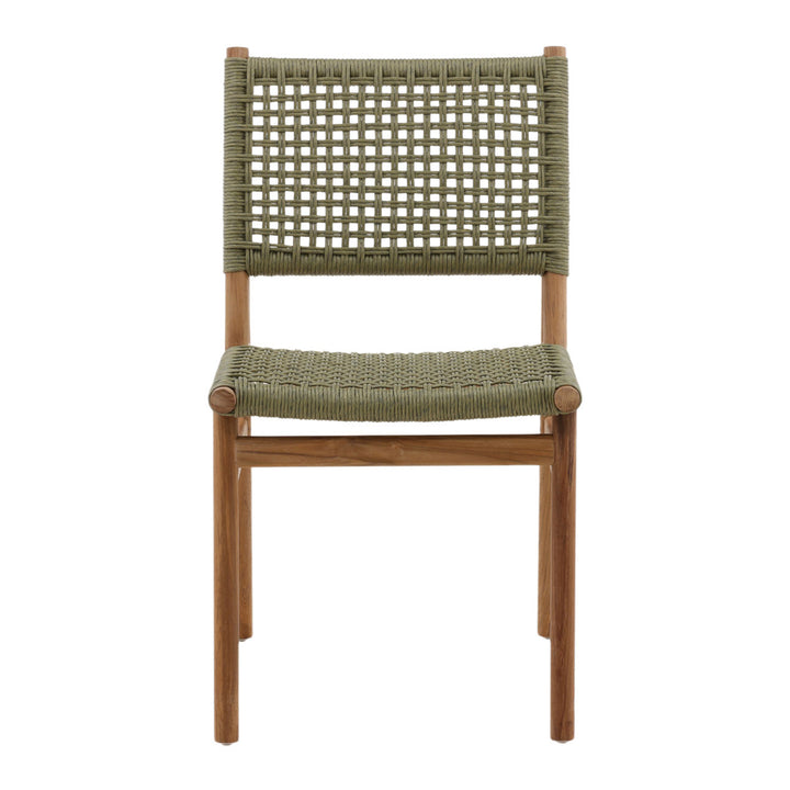 Franca Green Rattan Outdoor Dining Chairs, Set of 2, front view