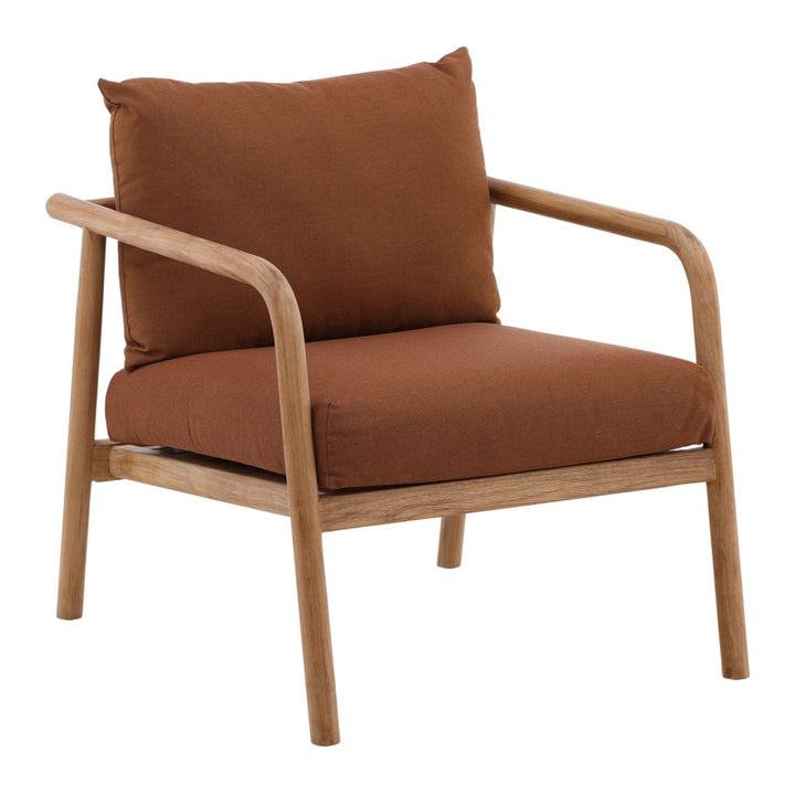 Aimara Sienna Teak Outdoor Lounge Chair, three-quarter studio view
