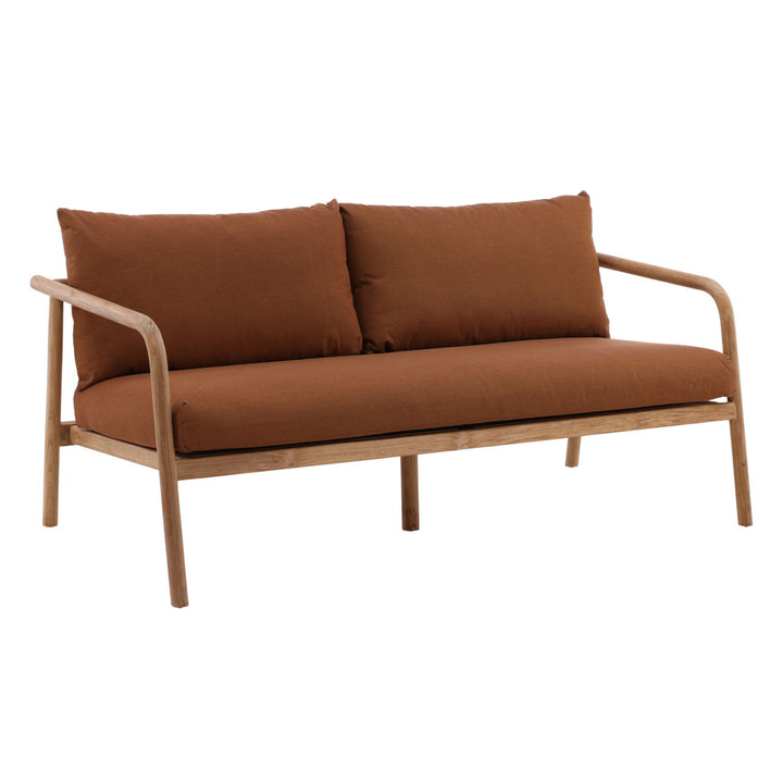 Aimren Sienna Teak Outdoor Sofa, three-quarter studio view