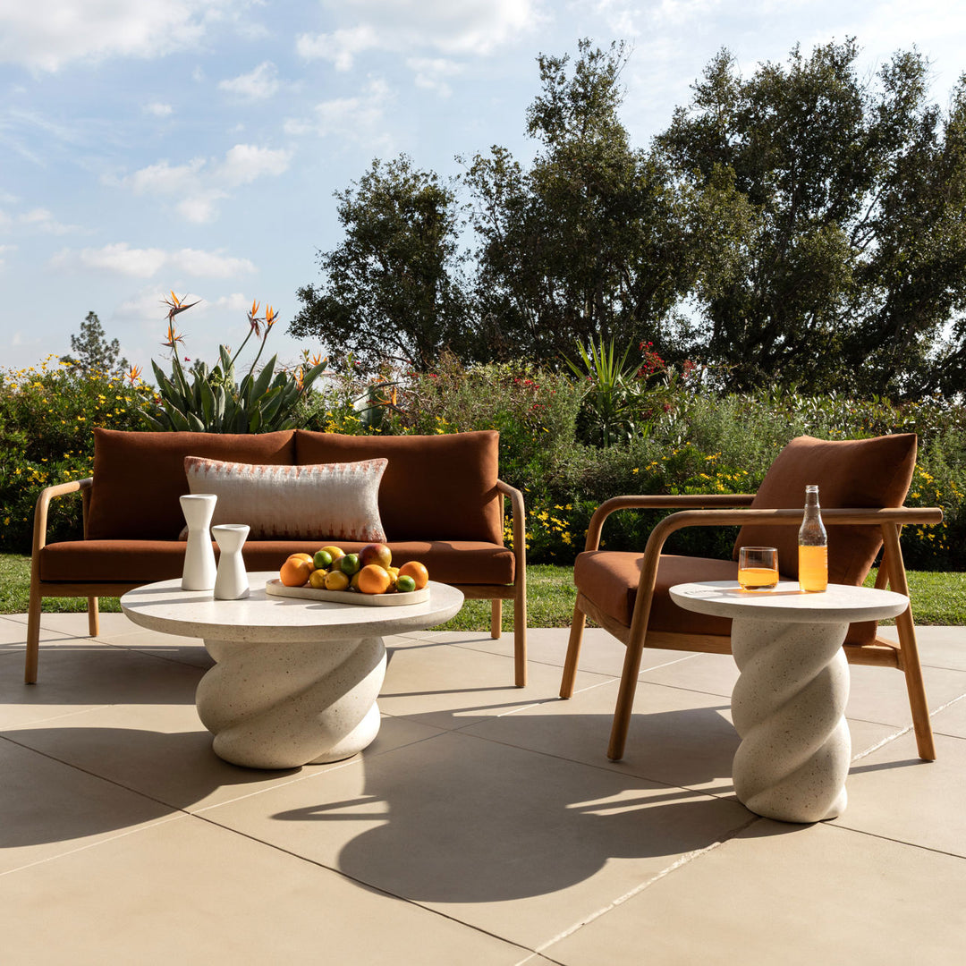 Aimren Sienna Teak Outdoor Sofa, alternate lifestyle view 1