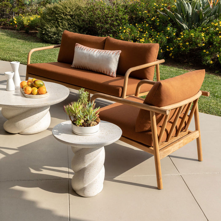 Aimren Sienna Teak Outdoor Sofa, alternate lifestyle view 2