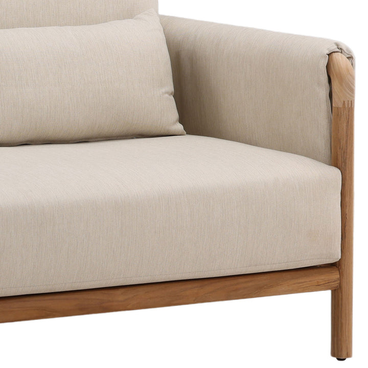 Milren Beige Teak Outdoor Sofa, detail 3 view