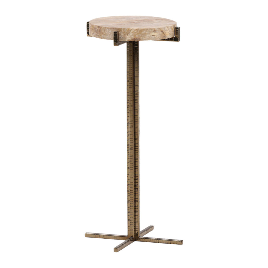 Iver Petrified Wood Side Table, three-quarter studio view